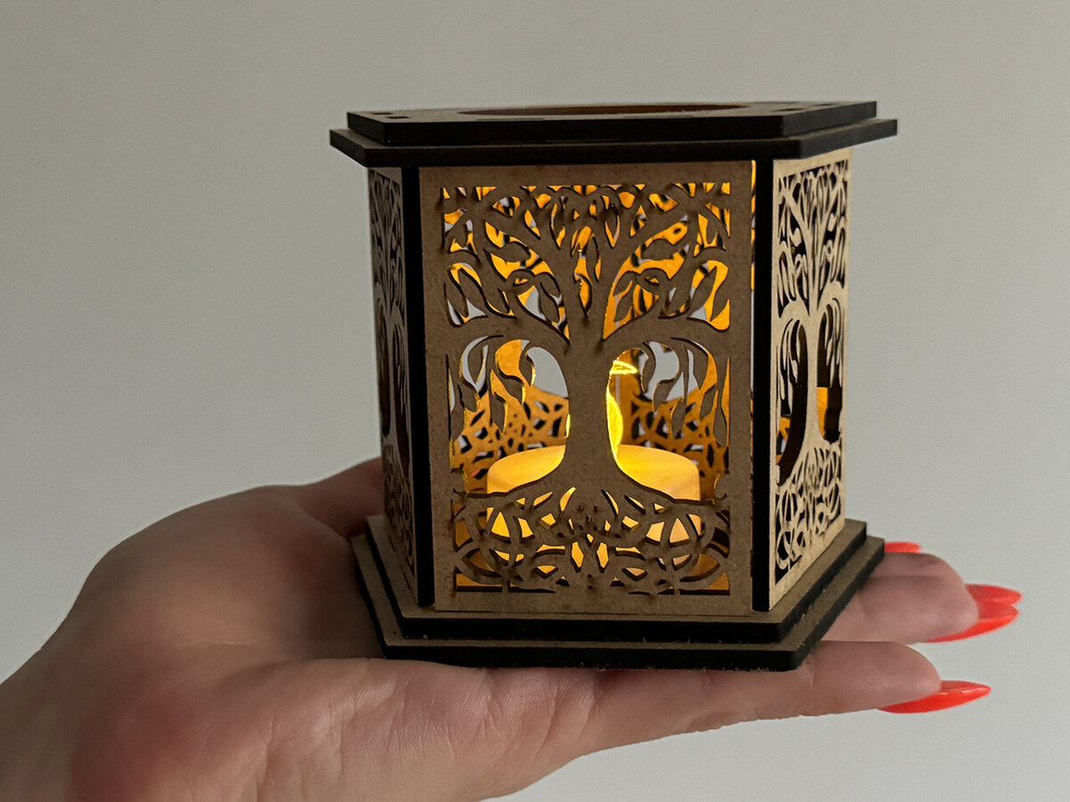 Intra απο ξύλο plywood 3mm-4mm πάχος – Κηροπήγιο Tree of Life Δίασταση  20x20 cm INTRAFABR-106178085