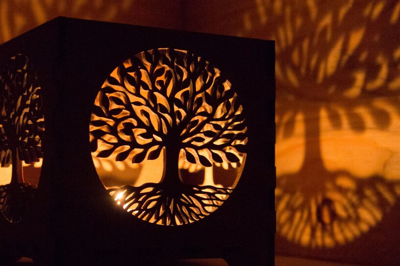 Intra απο ξύλο plywood 3mm-4mm πάχος – Δέντρο της Ζωής - Κηροπήγιο Δίασταση  20x20 cm INTRAFABR-102947949