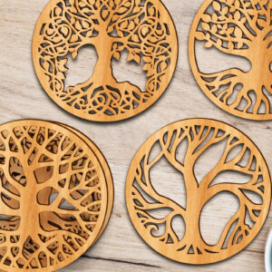 Intra απο ξύλο plywood 3mm-4mm πάχος – Πρότυπα δέσμης σουβέρ Tree of Life Δίασταση  20x20 cm INTRAFABR-105707270