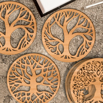 Intra απο ξύλο plywood 3mm-4mm πάχος – Πρότυπα δέσμης σουβέρ Tree of Life Δίασταση  20x20 cm INTRAFABR-105707270 - Image 6