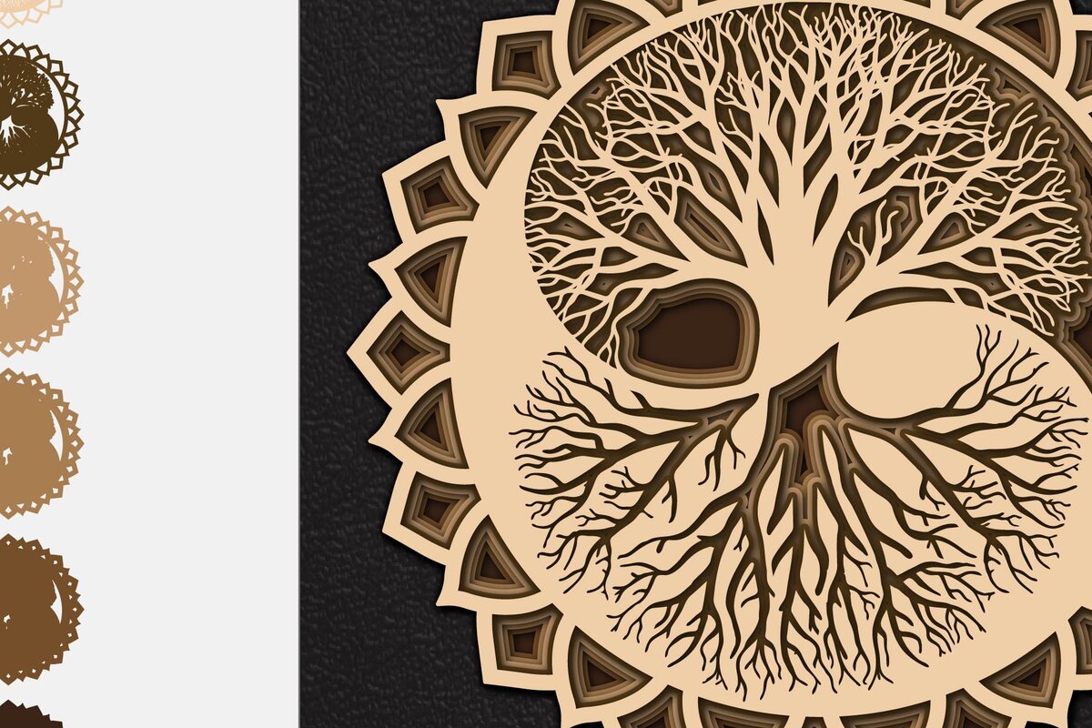 Intra απο ξύλο plywood 3mm-4mm πάχος – Αρχείο κομμένου δέντρου της ζωής Γιν Γιανγκ Δίασταση  20x20 cm INTRAFABR-4665094