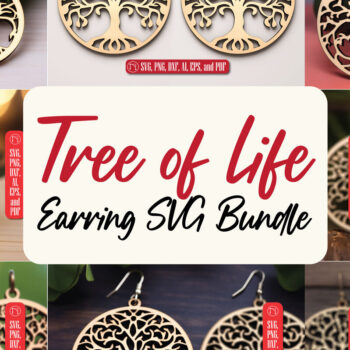 Intra απο ξύλο plywood 3mm-4mm πάχος – Δέσμη κοπής με λέιζερ σκουλαρίκι Tree of Life Δίασταση  5x5 cm INTRAFABR-90349659 - Image 1