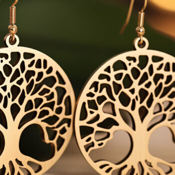 Intra απο ξύλο plywood 3mm-4mm πάχος – Δέσμη κοπής με λέιζερ σκουλαρίκι Tree of Life Δίασταση  5x5 cm INTRAFABR-90349659 - Image 7