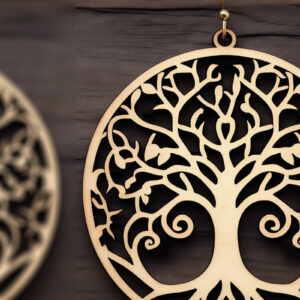 Intra απο ξύλο plywood 3mm-4mm πάχος – Αρχείο κοπής με λέιζερ σκουλαρίκι Tree of Life Δίασταση  5x5 cm INTRAFABR-90342565