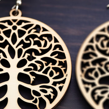 Intra απο ξύλο plywood 3mm-4mm πάχος – Αρχείο κοπής με λέιζερ σκουλαρίκι Tree of Life Δίασταση  5x5 cm INTRAFABR-90344123 - Image 1