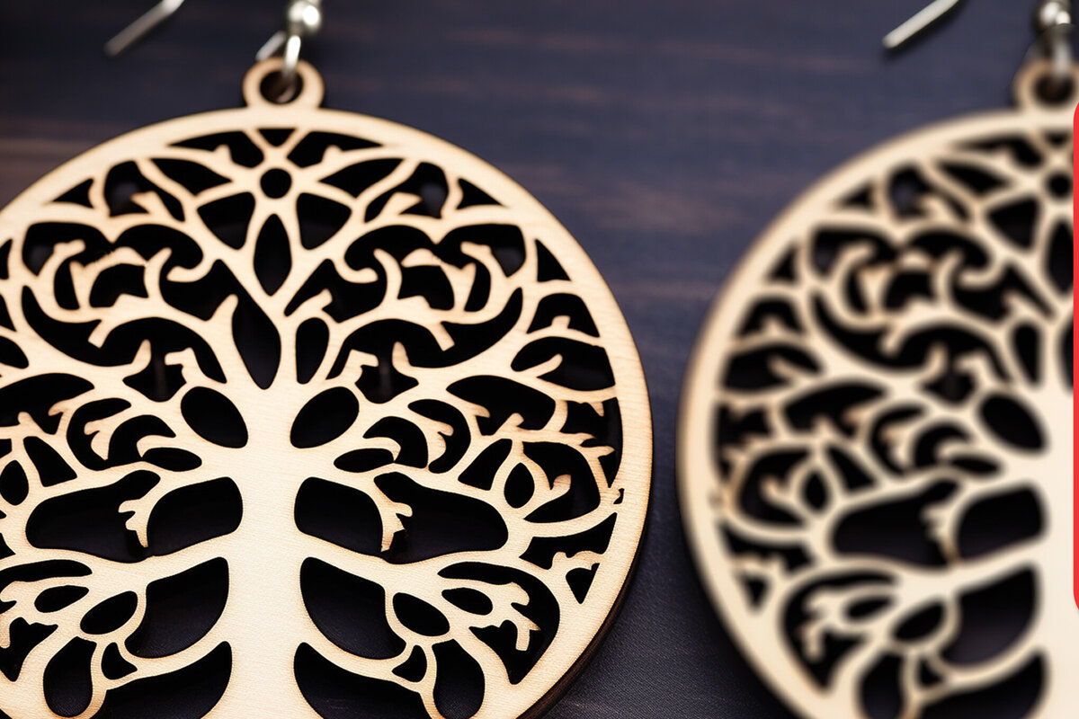 Intra απο ξύλο plywood 3mm-4mm πάχος – Αρχείο κοπής με λέιζερ σκουλαρίκι Tree of Life Δίασταση  5x5 cm INTRAFABR-90344123