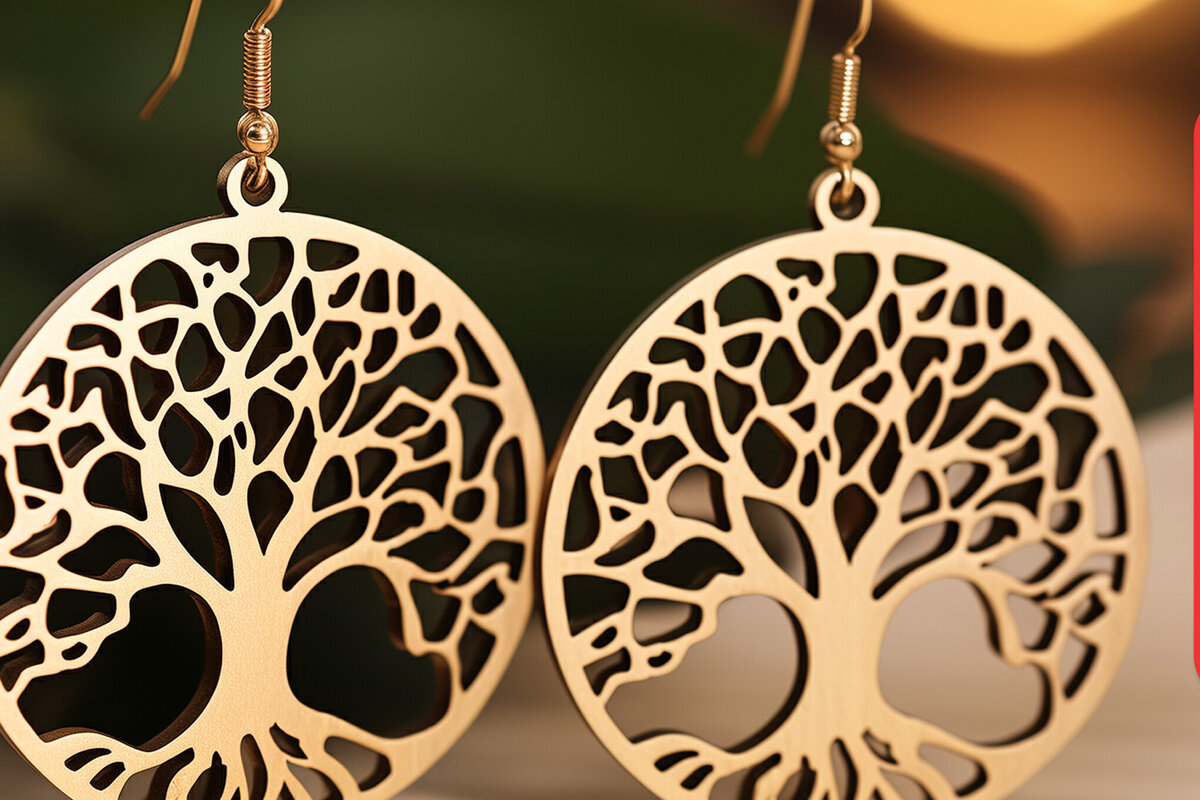 Intra απο ξύλο plywood 3mm-4mm πάχος – Αρχείο κοπής με λέιζερ σκουλαρίκι Tree of Life Δίασταση  5x5 cm INTRAFABR-90347993