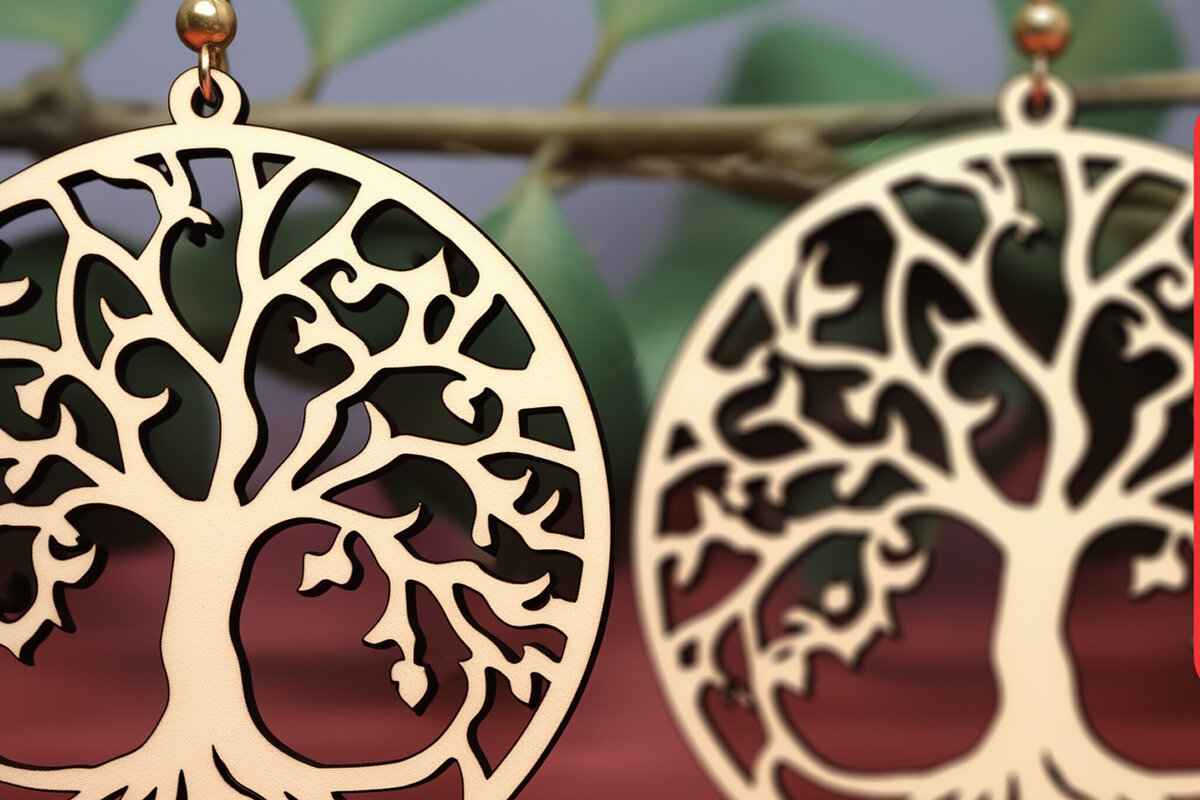 Intra απο ξύλο plywood 3mm-4mm πάχος – Αρχείο κοπής με λέιζερ σκουλαρίκι Tree of Life Δίασταση  5x5 cm INTRAFABR-90348959