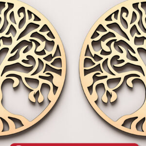 Intra απο ξύλο plywood 3mm-4mm πάχος – Αρχείο κοπής με λέιζερ σκουλαρίκι Tree of Life Δίασταση  5x5 cm INTRAFABR-90349235