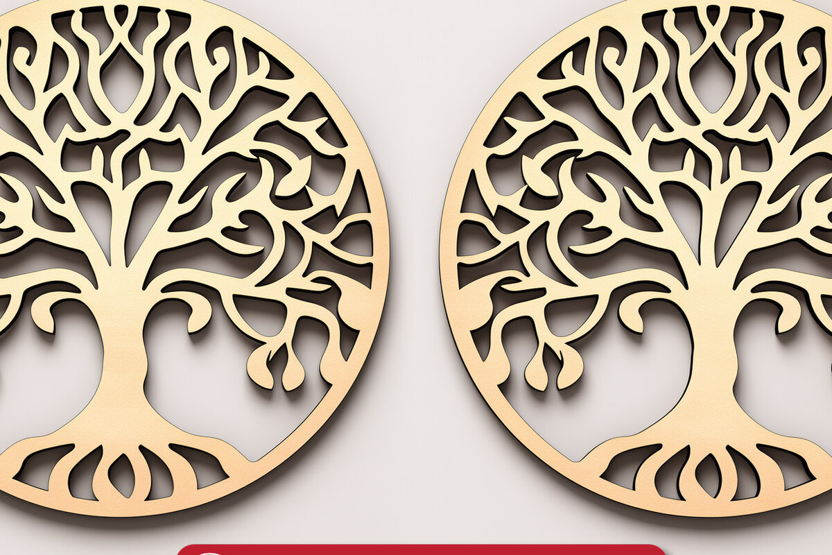 Intra απο ξύλο plywood 3mm-4mm πάχος – Αρχείο κοπής με λέιζερ σκουλαρίκι Tree of Life Δίασταση  5x5 cm INTRAFABR-90349235