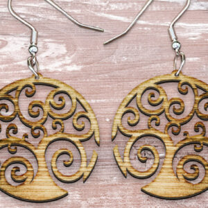 Intra απο ξύλο plywood 3mm-4mm πάχος – Σκουλαρίκια Tree of Life. Δίασταση  5x5 cm INTRAFABR-119347532