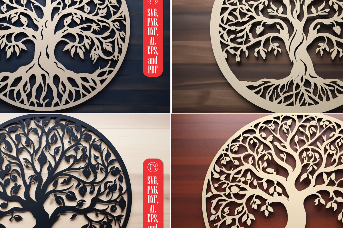 Intra απο ξύλο plywood 3mm-4mm πάχος – Πακέτο αρχείου Cut Tree of Life Δίασταση  20x20 cm INTRAFABR-90834003