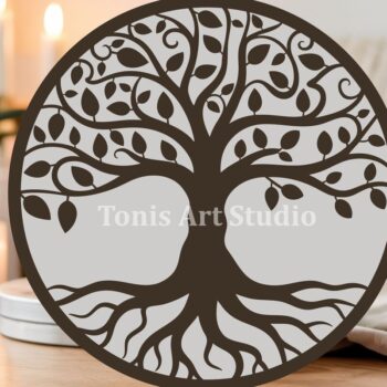 Intra απο ξύλο plywood 3mm-4mm πάχος – Αρχείο κοπής με λέιζερ Tree of Life PNG DXF Δίασταση  20x20 cm INTRAFABR-119552699 - Image 2