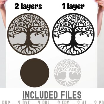 Intra απο ξύλο plywood 3mm-4mm πάχος – Αρχείο κοπής με λέιζερ Tree of Life PNG DXF Δίασταση  20x20 cm INTRAFABR-119552699 - Image 3