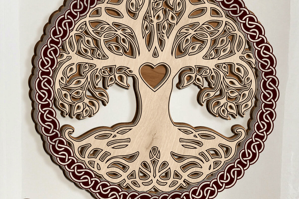 Intra απο ξύλο plywood 3mm-4mm πάχος – TREE of LIFE Πολυστρωματική διακόσμηση τοίχου Δίασταση  40x30 cm INTRAFABR-80961074