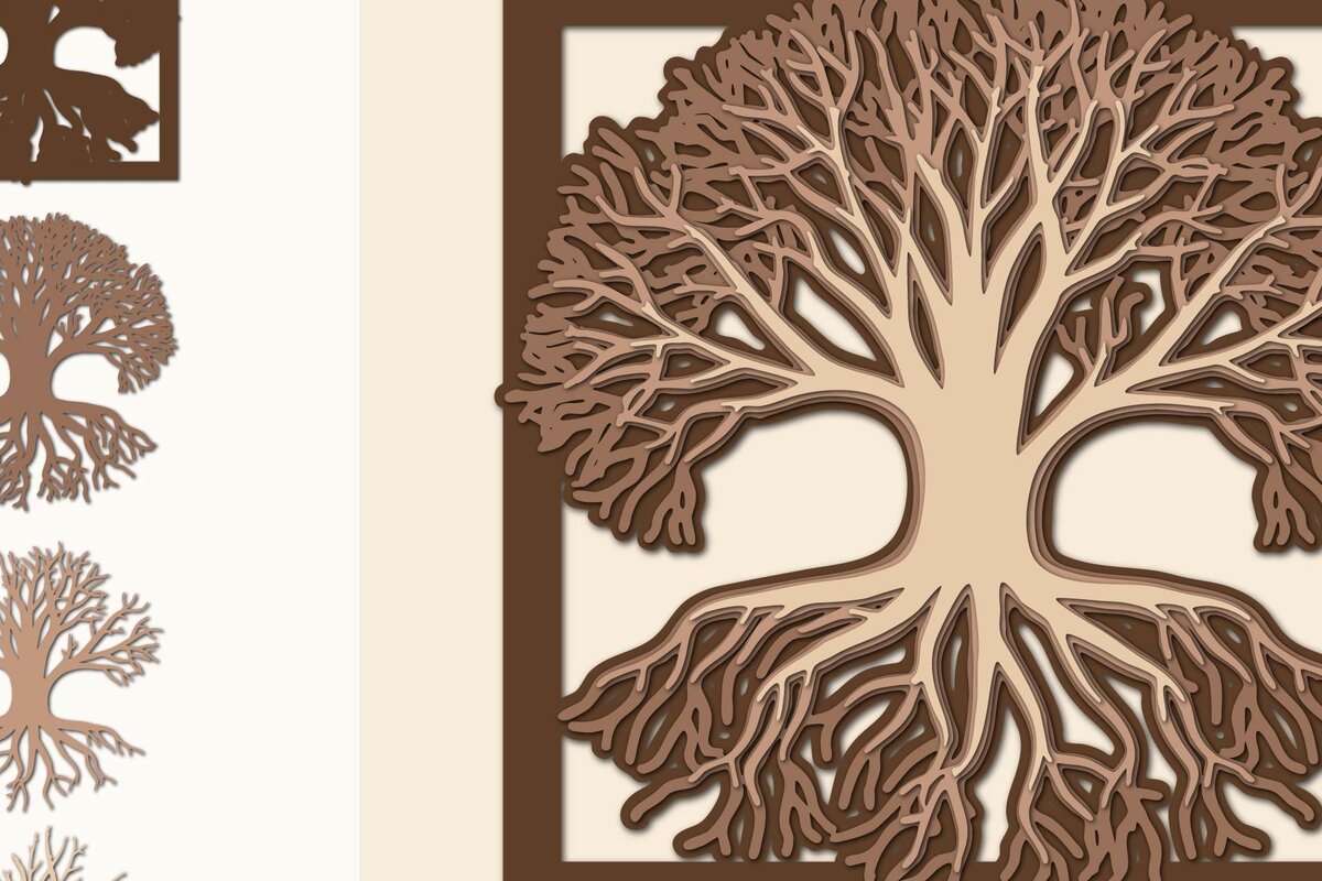 Intra απο ξύλο plywood 3mm-4mm πάχος – Δέντρο της Ζωής Δίασταση  20x20 cm INTRAFABR-15876889