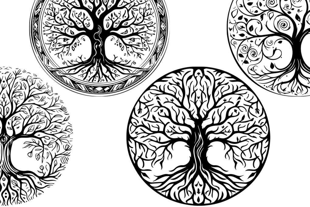 Intra απο ξύλο plywood 3mm-4mm πάχος – Πακέτο διανυσματικών αρχείων Tree of Life Δίασταση  20x20 cm INTRAFABR-81458551