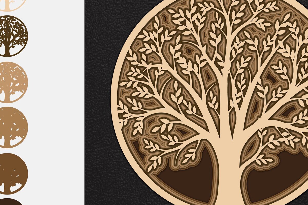 Intra απο ξύλο plywood 3mm-4mm πάχος – Δέντρο της Ζωής, Αρχείο Κοπής Δέντρου Δίασταση  20x20 cm INTRAFABR-4919479