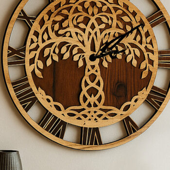Intra απο ξύλο plywood 3mm-4mm πάχος – Ρολόι τοίχου Tree of Life Δίασταση  40x30 cm INTRAFABR-124401747 - Image 5