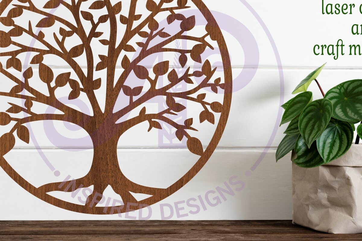 Intra απο ξύλο plywood 3mm-4mm πάχος – Δέντρο της ζωής Τοίχο Κόψιμο με λέιζερ Δίασταση  20x20 cm INTRAFABR-89800213