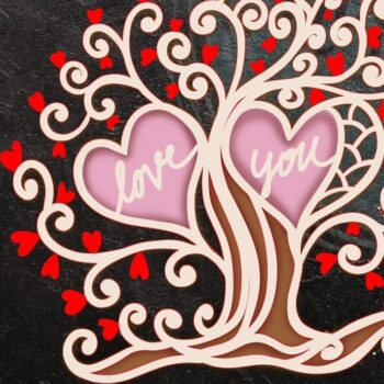 Intra απο ξύλο plywood 3mm-4mm πάχος – Tree of Love 3D Valentine V.1 Δίασταση  20x20 cm INTRAFABR-55676107 - Image 1