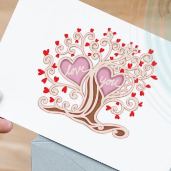 Intra απο ξύλο plywood 3mm-4mm πάχος – Tree of Love 3D Valentine V.1 Δίασταση  20x20 cm INTRAFABR-55676107 - Image 8