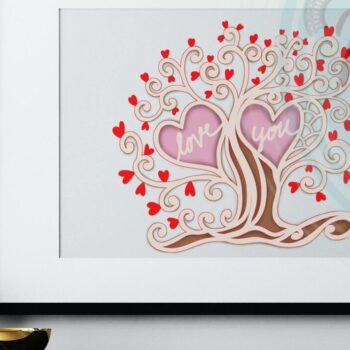 Intra απο ξύλο plywood 3mm-4mm πάχος – Tree of Love 3D Valentine V.1 Δίασταση  20x20 cm INTRAFABR-55676107 - Image 9