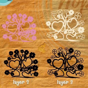 Intra απο ξύλο plywood 3mm-4mm πάχος – Tree of Love 3D Valentine V.2 Δίασταση  20x20 cm INTRAFABR-55678006 - Image 2