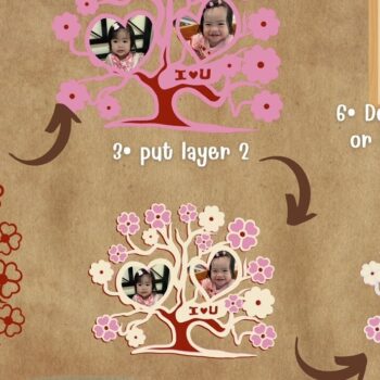 Intra απο ξύλο plywood 3mm-4mm πάχος – Tree of Love 3D Valentine V.2 Δίασταση  20x20 cm INTRAFABR-55678006 - Image 3