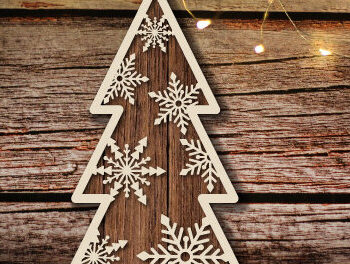 Intra απο ξύλο plywood 3mm-4mm πάχος –  κοπής λέιζερ στολίδι δέντρου Δίασταση  20x20 cm INTRAFABR-78252336 - Image 2