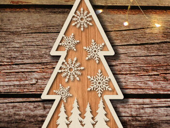 Intra απο ξύλο plywood 3mm-4mm πάχος –  κοπής λέιζερ στολίδι δέντρου Δίασταση  20x20 cm INTRAFABR-78252370 - Image 2