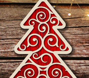 Intra απο ξύλο plywood 3mm-4mm πάχος –  κοπής λέιζερ στολίδι δέντρου Δίασταση  20x20 cm INTRAFABR-78252510