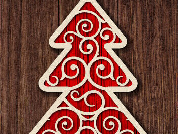 Intra απο ξύλο plywood 3mm-4mm πάχος –  κοπής λέιζερ στολίδι δέντρου Δίασταση  20x20 cm INTRAFABR-78252510 - Image 2