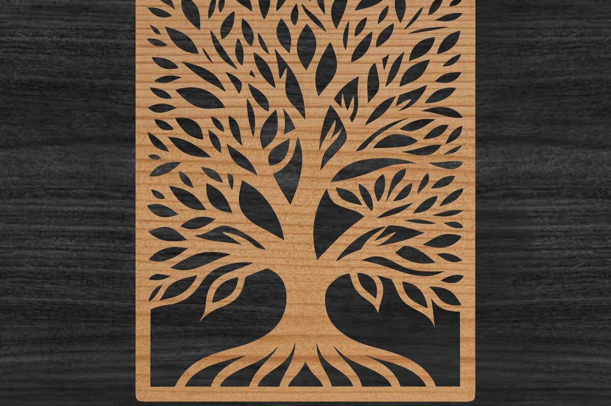 Intra απο ξύλο plywood 3mm-4mm πάχος – Αρχείο αποκοπής λέιζερ πάνελ δέντρου Δίασταση  20x20 cm INTRAFABR-109410859