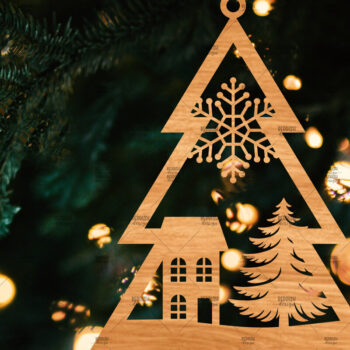 Intra απο ξύλο plywood 3mm-4mm πάχος – Χριστουγεννιάτικο στολίδι σε σχήμα δέντρου Δίασταση  20x20 cm INTRAFABR-107371356 - Image 1