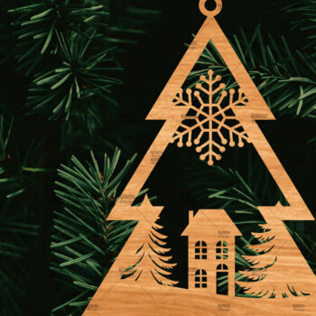 Intra απο ξύλο plywood 3mm-4mm πάχος – Χριστουγεννιάτικο στολίδι σε σχήμα δέντρου Δίασταση  20x20 cm INTRAFABR-107371391 - Image 1