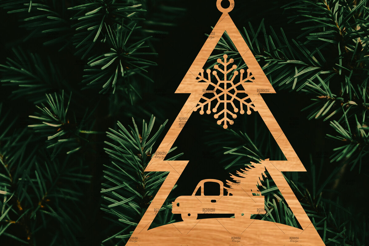 Intra απο ξύλο plywood 3mm-4mm πάχος – Χριστουγεννιάτικο στολίδι σε σχήμα δέντρου Δίασταση  20x20 cm INTRAFABR-107371421