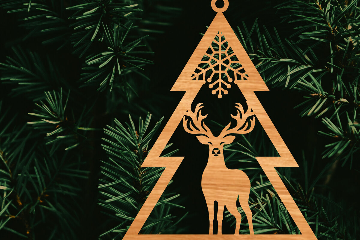 Intra απο ξύλο plywood 3mm-4mm πάχος – Χριστουγεννιάτικο στολίδι σε σχήμα δέντρου Δίασταση  20x20 cm INTRAFABR-107371450