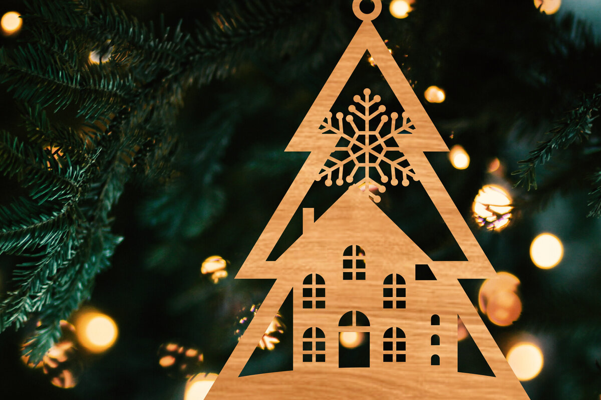 Intra απο ξύλο plywood 3mm-4mm πάχος – Χριστουγεννιάτικο στολίδι σε σχήμα δέντρου Δίασταση  20x20 cm INTRAFABR-107371468