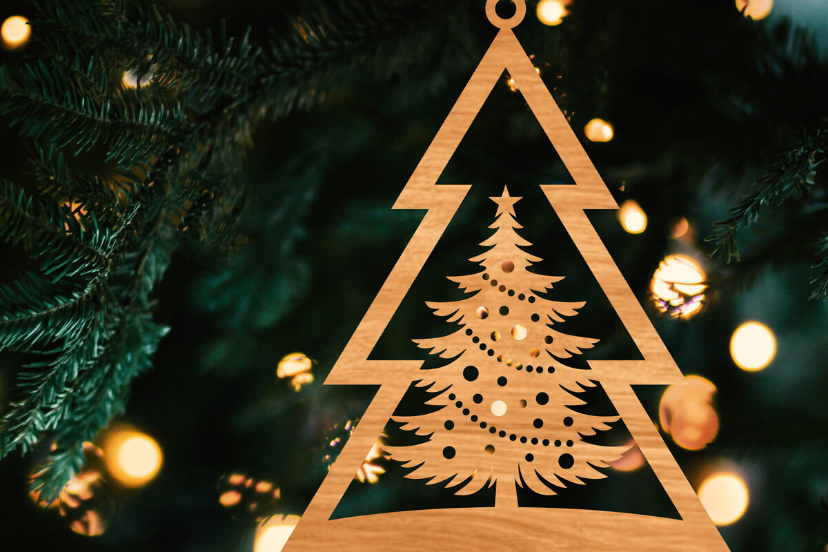 Intra απο ξύλο plywood 3mm-4mm πάχος – Χριστουγεννιάτικο στολίδι σε σχήμα δέντρου Δίασταση  20x20 cm INTRAFABR-107371500
