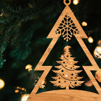 Intra απο ξύλο plywood 3mm-4mm πάχος – Χριστουγεννιάτικο στολίδι σε σχήμα δέντρου Δίασταση  20x20 cm INTRAFABR-107371020 - Image 1