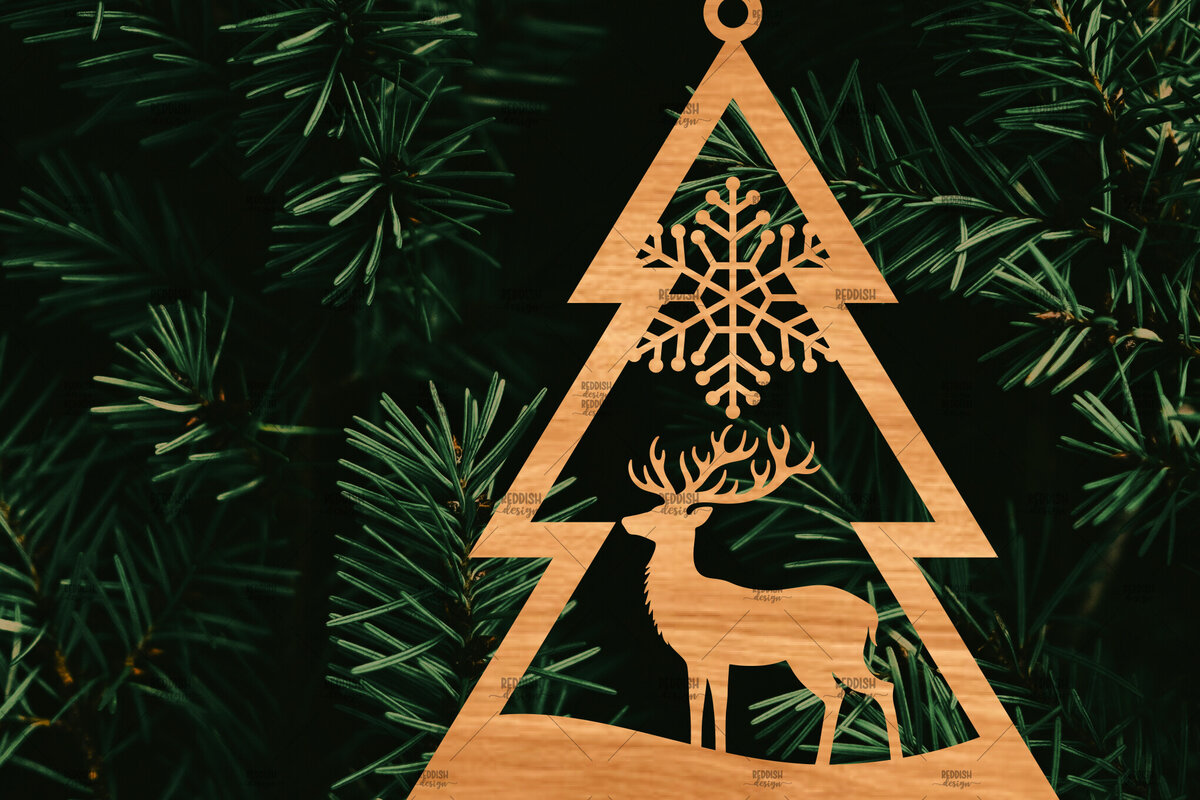 Intra απο ξύλο plywood 3mm-4mm πάχος – Χριστουγεννιάτικο στολίδι σε σχήμα δέντρου Δίασταση  20x20 cm INTRAFABR-107371050