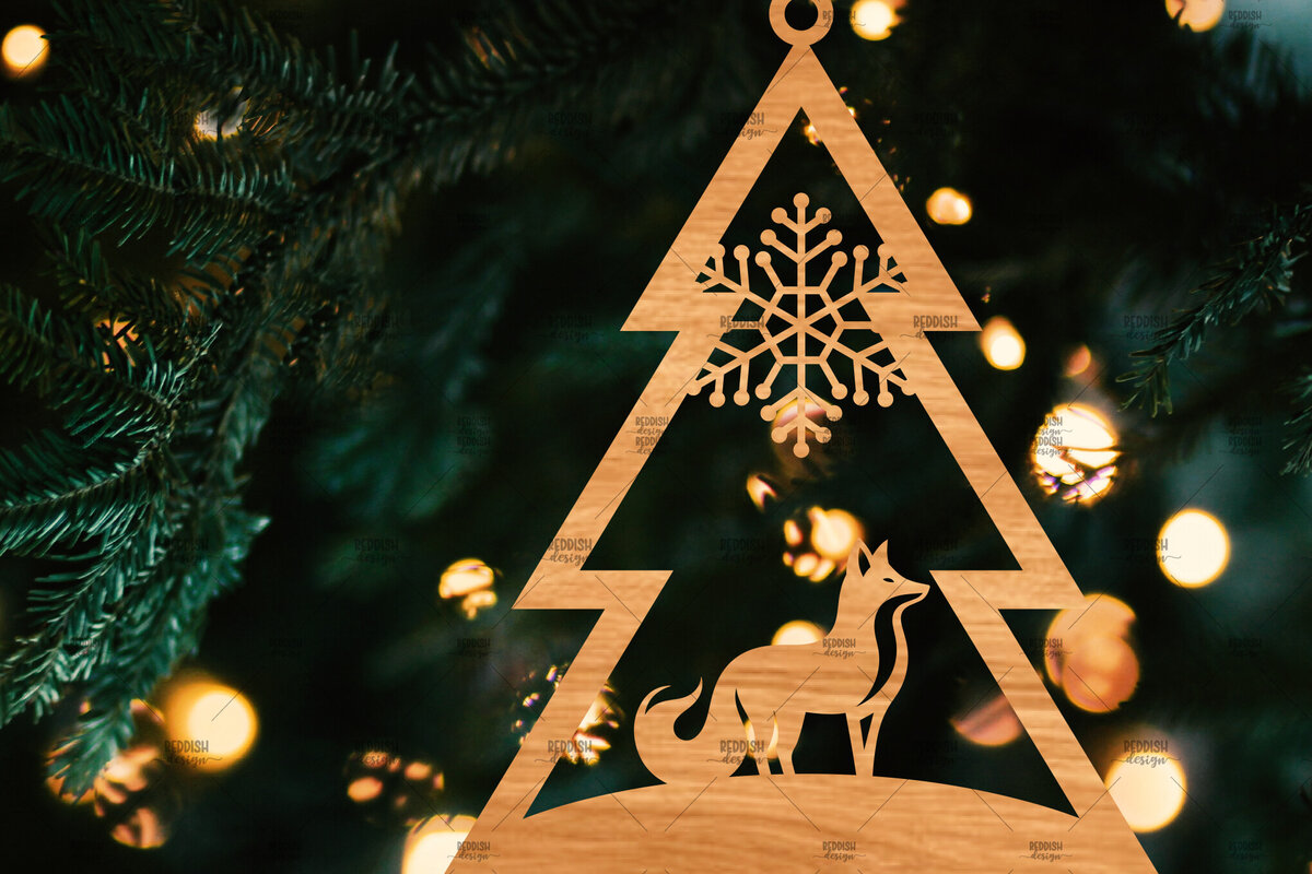 Intra απο ξύλο plywood 3mm-4mm πάχος – Χριστουγεννιάτικο στολίδι σε σχήμα δέντρου Δίασταση  20x20 cm INTRAFABR-107371221
