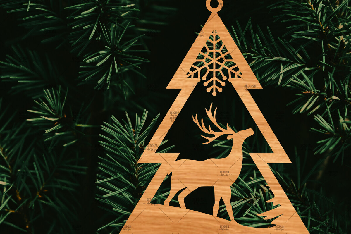 Intra απο ξύλο plywood 3mm-4mm πάχος – Χριστουγεννιάτικο στολίδι σε σχήμα δέντρου Δίασταση  20x20 cm INTRAFABR-107371257