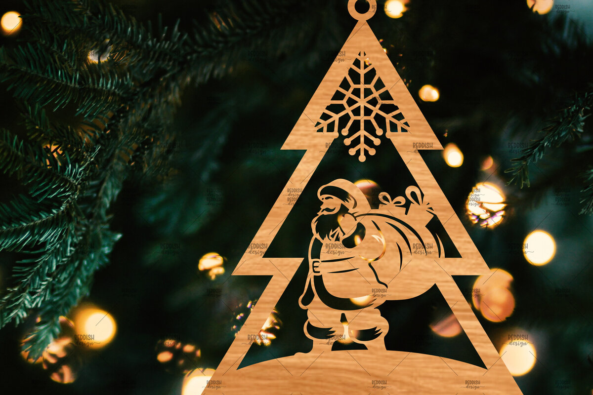 Intra απο ξύλο plywood 3mm-4mm πάχος – Χριστουγεννιάτικο στολίδι σε σχήμα δέντρου Δίασταση  20x20 cm INTRAFABR-107371291