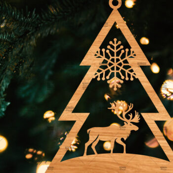 Intra απο ξύλο plywood 3mm-4mm πάχος – Χριστουγεννιάτικο στολίδι σε σχήμα δέντρου Δίασταση  20x20 cm INTRAFABR-107370953 - Image 1