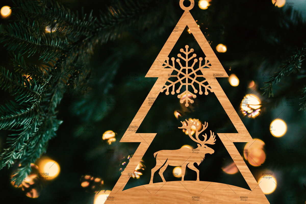 Intra απο ξύλο plywood 3mm-4mm πάχος – Χριστουγεννιάτικο στολίδι σε σχήμα δέντρου Δίασταση  20x20 cm INTRAFABR-107370953