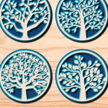 Intra απο ξύλο plywood 3mm-4mm πάχος – SVG δέντρου, δέσμη αρχείων αποκοπής πολλαπλών επιπέδων Δίασταση  20x20 cm INTRAFABR-26232187 - Image 1