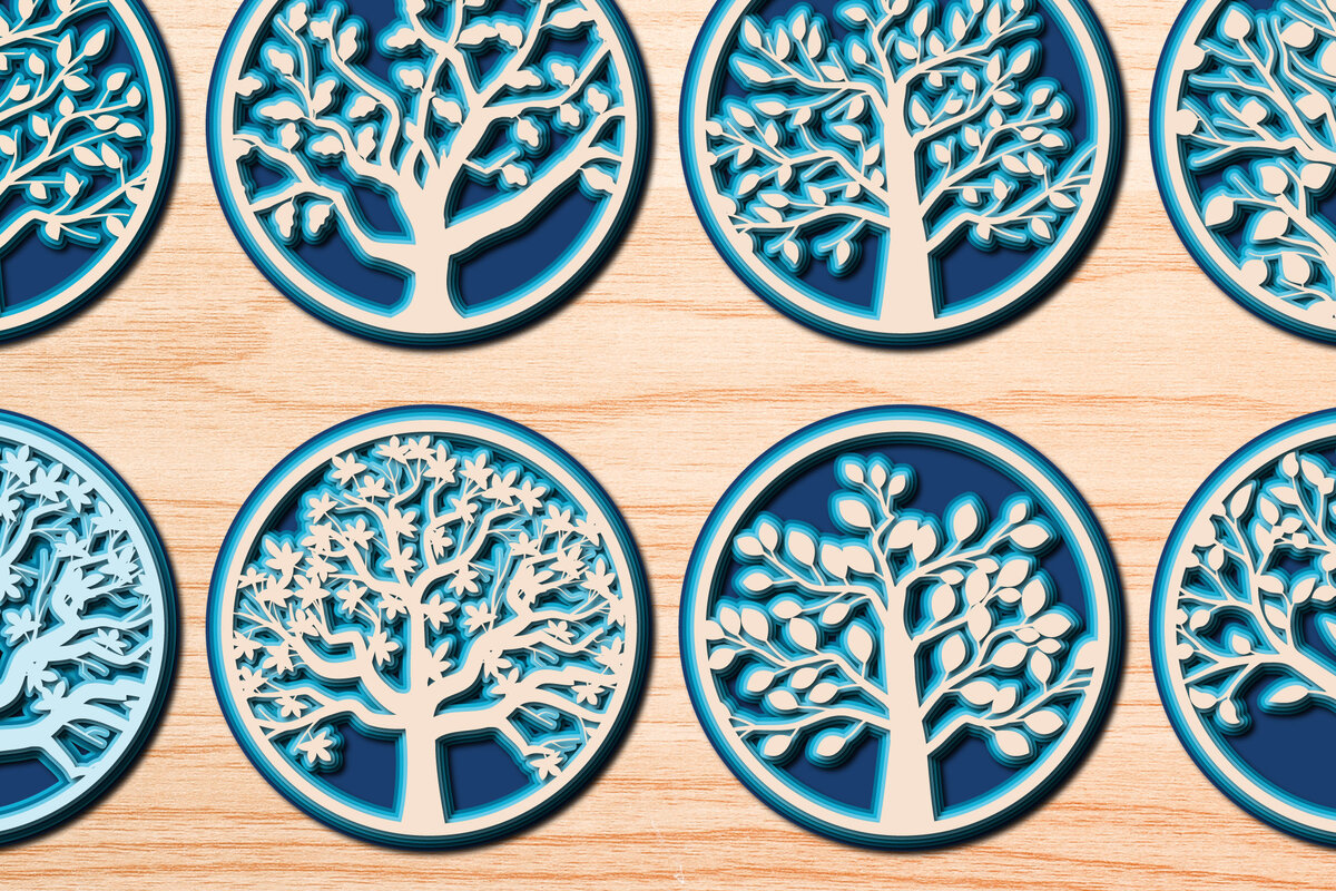 Intra απο ξύλο plywood 3mm-4mm πάχος – SVG δέντρου, δέσμη αρχείων αποκοπής πολλαπλών επιπέδων Δίασταση  20x20 cm INTRAFABR-26232187