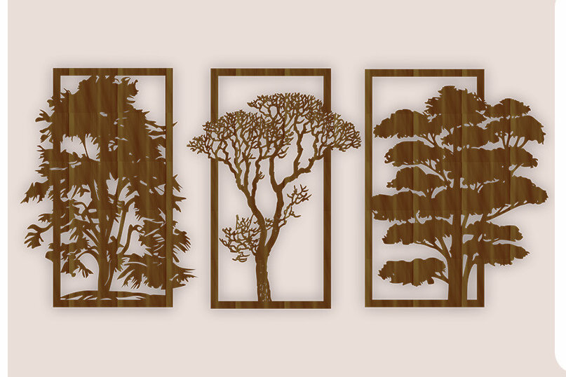 Intra απο ξύλο plywood 3mm-4mm πάχος – Τρίπτυχο δέντρο Δίασταση  20x20 cm INTRAFABR-119612475